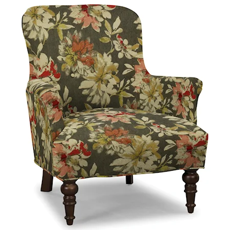 Traditional Accent Chair with Turned Legs and Buttons
